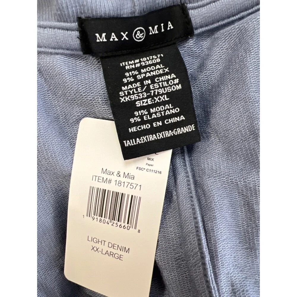 Max & Mia Women's Blue Open Front Lightweight Drape Long Sleeve Cardigan - XXL